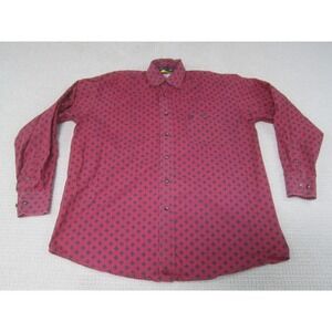 Wrangler Shirt Mens Large Red Saints Casual‎ Long Sleeve Western Cowboy George